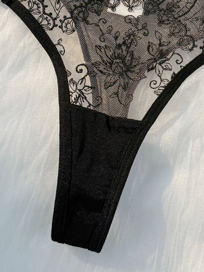 Fine Print Lace Lingerie Set