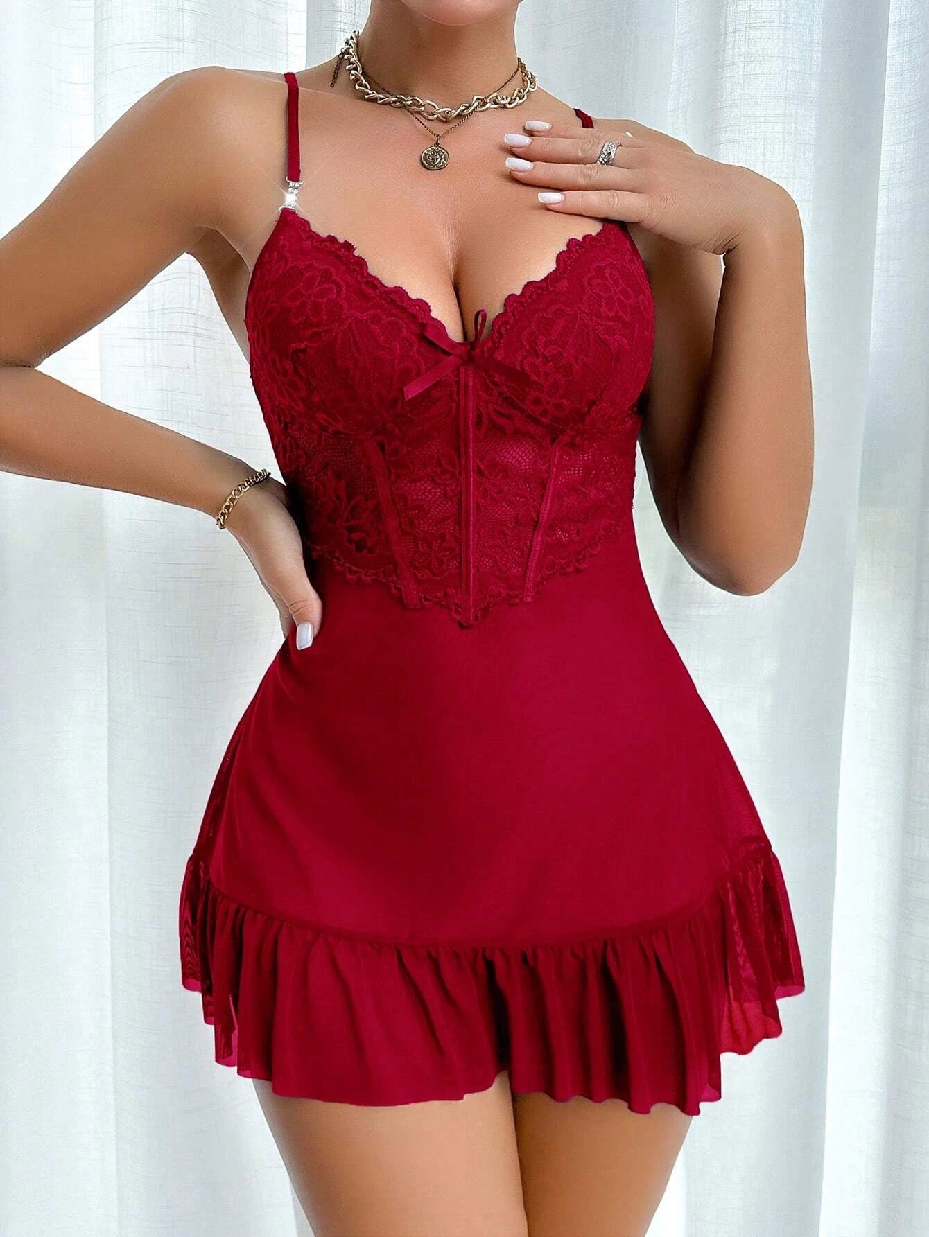 Midnight Lace 2-Piece Lingerie Set with Robe