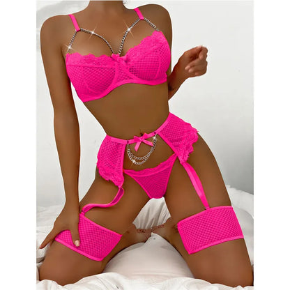 Neon Temptation Chain Lingerie Set