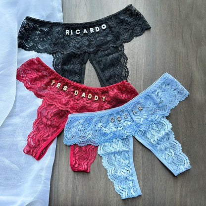 Cheeky Obedience Personalised Lace Thong