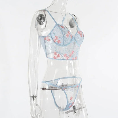Blossom Dream Embroidered Lingerie Set
