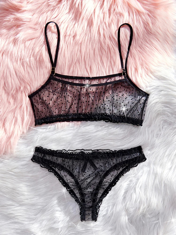 Midnight Confetti Sheer Lingerie Set