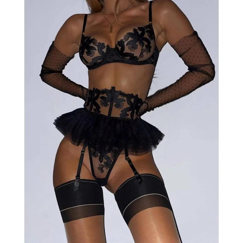 Boudoir Ballet Lace Suspender Set