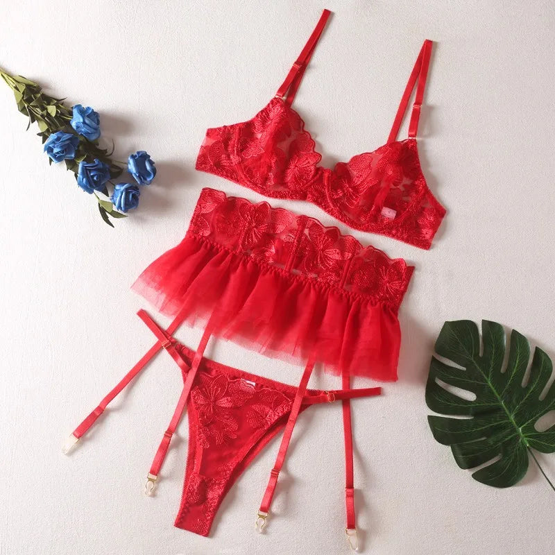 Boudoir Ballet Lace Suspender Set