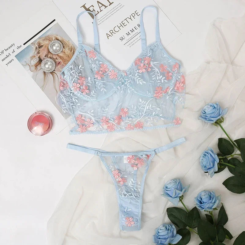 Blossom Dream Embroidered Lingerie Set
